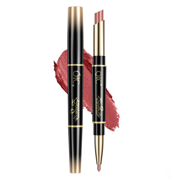 KUNSHNBEI Bean Pink Lip Liner and Lipstick for Women, Long Lasting color 2 in 1 Lipstick with Lip Liner Pencil Combo, Lipliner Pencil, Waterproof 24 Hour lipstick with lip liner