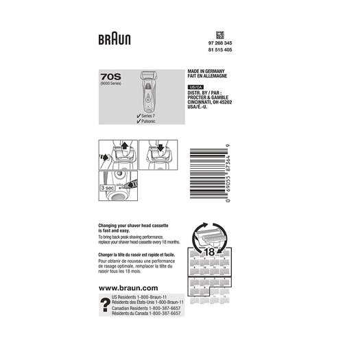 Braun 70S Shaver Foil and Cutter Head Replacement Pack - 2 Pack