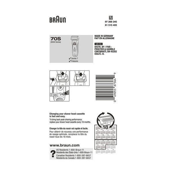 Braun 70S Shaver Foil and Cutter Head Replacement Pack - 2 Pack