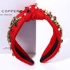 Christmas Headband for Women Holiday Christmas Accessories Beaded Xmas Bow Tree Snowflake HOHOHO Knotted Headband Red Green Crystal Pearl Top Knot Headband Festive Holiday Gifts (Xmas Tree 10)