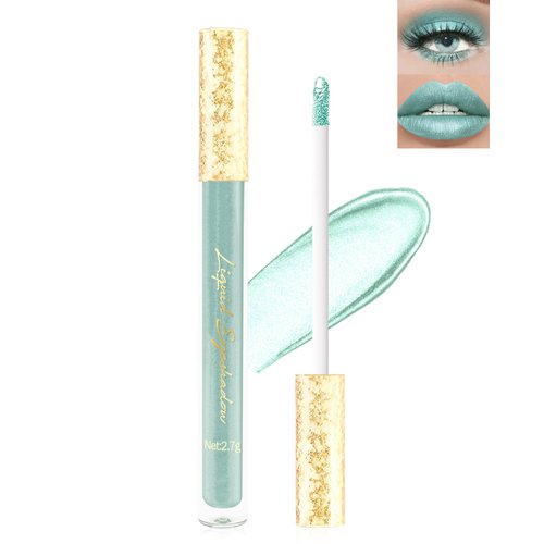 Glitter Shimmer Lip Gloss-1Pcs Matte Velvet Finish Shiny Lipstick, High Pigment Waterproof Eyeshadow, Long Lasting Non-Stick Cup Lip Tinted Stain Lip Glaze,Thanksgiving Makeup Gift for Women-09 Green