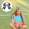 9 Pieces Sports Ball Hair Bows Volleyball Hair Bows Elastic Scrunchies Hair Bands Cheerleader Bows Ponytail Holder Sport Hair Accessories for Players Teams (Volleyball)