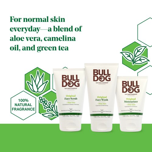 Bulldog Mens Skincare and Grooming Original Full Face Kit with Moisturizer, Face Wash & Face Scrub