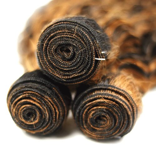 DiexrLamx Hair 20 22 24 Inch P1B/30 Bundles Human Hair Highlight Curly Human Hair Bundles Brazilian Unprocessed Virgin Hair Two Tone Brown Kinky Curly Bundles Remy Hair Extensions