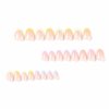MISUD Short Round Press on Nails Oval Fake Nails Glossy Glue on Nails Colorful French Tip Acrylic Nails Summer Artificial Nails Rainbow Edge Stick on False Nails with Design 24 pcs