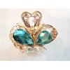 Generic Jeweled antique gold hair claw clip with crystals (Primary color: Blue (only 1 left))