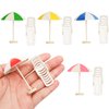 Set of 5 Mini Beach Umbrella Dollhouse Decor: 6x4cm Ornament Plastic Miniature Sunshade with Base DIY Accessories for Yard, Garden, Swimming Pool, Furniture, and Photography Craft Prop Home Decor