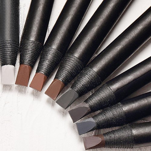 6pcs Waterproof Black Pre-Draw Mapping Pencils Peel off Eyebrow Pencil Hard Permanent Makeup Eyebrow Pencil (Black)