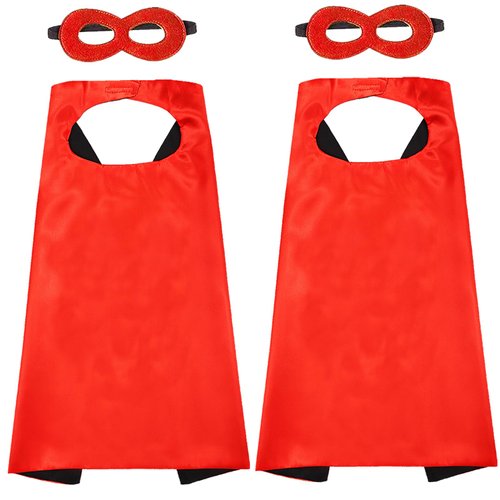 AODAI Superhero Capes for Kids Halloween Costumes and Dress up - Superhero Toys Capes 4-10 Year for boys birthday party Gifts(Red-2PCS)
