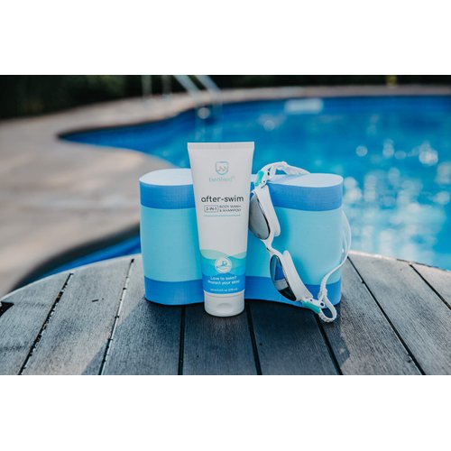 Exershield 2 in 1 Chlorine Body Wash and Chlorine Shampoo for Swimmers - After Swim Chlorine Odor Removal Body Wash and Swimmer Shampoo; NEW IMPROVED CAP DESIGN