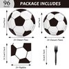 Serves 24 Soccer Birthday Party Plates Napkins Soccer Party Supplies Tableware Paper Dinnerware Decoration for Birthday Party Baby Shower for Soccer Fans, Totally 96Pcs