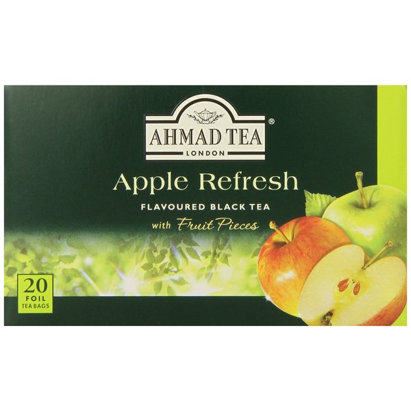 Ahmad Tea Black Tea, Apple Refresh Teabags, 20 ct (Pack of 6) - Caffeinated & Sugar-Free