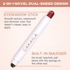 LOKFAR Cream Eye-Shadow Stick, Waterproof Cream Eyeshadow Pen Rotatable Creamy Eye Shadow Pencil Crayon, Matte and Shimmer Eyeshadow Makeup Stick with Sponge Smudger (05# Rose Red Shimmer)