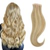 HOTBANANA Tape in Hair Extensions, 18 Inch Tape in Hair Extensions Human Hair 20pcs 50g Light Blonde Highlighted Golden Blonde Balayage (Ash Tone) Tape Hair Extensions Straight Tape in Extensions
