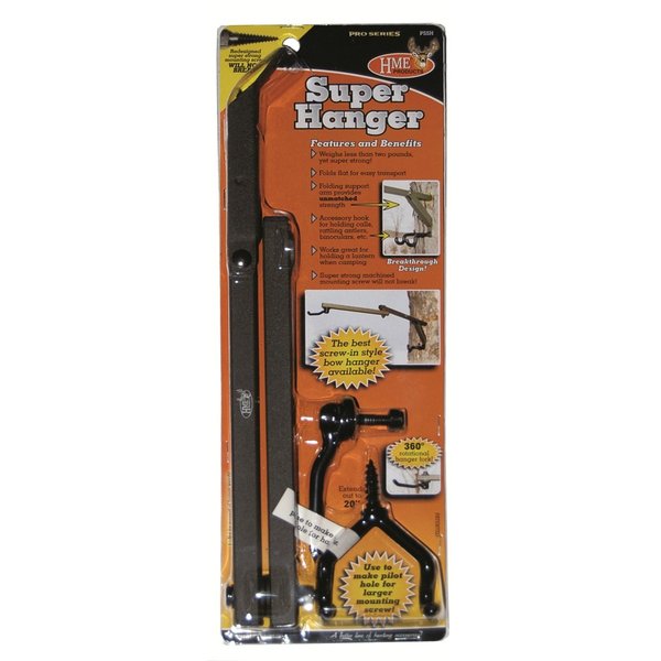 HME Easy-to-Attach Secure Tree Stand Pro Series Super Bow Hanger w/Usual and Dual-Prong Accessory Hooks, Super-Strong Machined Mounting Screw