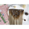 LaaVoo Balayage Clip in Hair Extensions Brown to Blonde Ombre Remy Hair Extensions Clip in Human Hair Long Straight Real Hair Extensions 22 inch 5pcs/80g