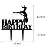 Black Acrylic Pole Dancer Happy Birthday Cake Topper, Birthday Party Cake Decoration, Sports Theme Cake Topper (Pole Dancer)