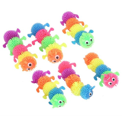 Cat Toy 6pcs Soft Simulation Inchworm Cat Chew Toy Funny Interactive Bite Playing Toys Cat Teaser Toys (B)