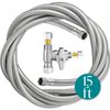 Refrigerator Ice Maker Water Line Kit - 15' Braided Stainless Steel Fridge Water Line with 1/4" Compression Fittings Pex Tubing Core and Water Splitter