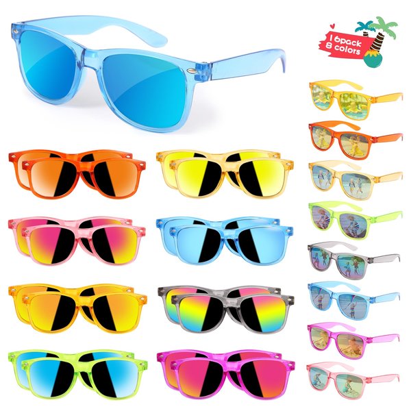 Kids Sunglasses Bulk Party Favors - 16 Packs Boys Girls Sunglasses for Kids Age 3-8 with UV 400 Protection, Neon Sunglasses for Kids Party Beach Pool Birthday Party Supplies, Great Gift for Kids