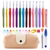 38 Pack Crochet Hooks Set, 13 Pcs 2mm(b)-10mm(n) Ergonomic Soft Grip Crochet Handles, Crochet Needle with Storage Case, for Arthritic Hands, Extra Long  Knitting Needles