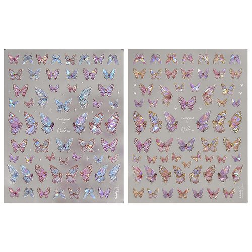 Shiny Aurora Shell Butterfly Nail Stickers for Women Pink Purple Butterfly Nail Art Stickers 3D Relief Butterflies Nail Decals for Nail Art Supplies Laser Butterfly Stickers for Nails Butterfly Decor
