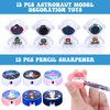 Faccito 86 Sets Space Party Favors Astronaut Party Favors Space Stationery Set Classroom Reward Gifts Prizes Notepads Pencils Stampers Sharpener Stickers Astronaut Model Birthday Decoration