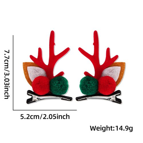 Christmas Antlers Hair Clips, 4 Pairs Reindeer Hair Clip Deer Horns Hairpins, Antlers Ears Horns Christmas Hair Barrettes, Xmas Party Hair Accessories for Girls