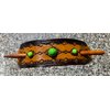 LEATHER HAIR BARRETTE…. CLIPPED CORNER PONYTAIL HOLDER…. HANDTOOLED HAIR CLIP…. PURPLE OR GREEN STONE ACCENT…BT 2320