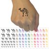 Intricate Dromedary Arabian Camel Temporary Tattoo Water Resistant Fake Body Art Set Collection - Dark Blue (One Sheet)