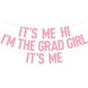 Pink Glitter It's Me Hi I'm the Grad Girl It's Me Banner, Class of 2025/Congrats 2025 Grad/Congratulation, 2025 Graduation Party Decorations Supplies for Girls