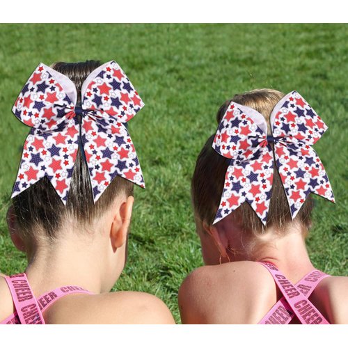 American USA Flag Cheer Bows for Girls,Red White and Blue Patriotic Flag Festival Hair Bow With Elastic Band Hair Accessories (flag b)