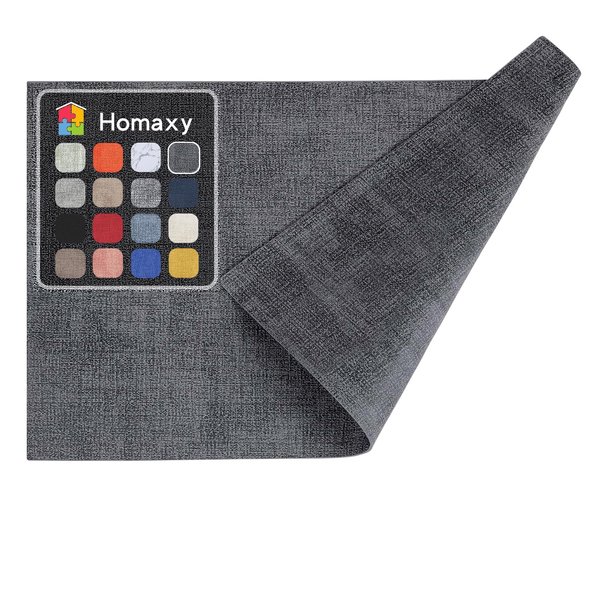 Homaxy Faux Leather Heat Resistant Placemats for Dining Table Set of 6, Waterproof Wipeable Washable PU Table Mats, Easy to Clean Anti-Slip Place Mats, 11.8" x 17", Dark Grey