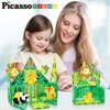 PicassoTiles Magnet Tile Building Blocks Forest Animal Themed Playset with 8 Character Action Figures Educational STEM Learning Construction Kit Pretend Play Magnetic Tiles Toddler Kids Ages 3+ PTQ26