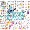 Konsait 180pcs Glitter Tattoos for Kids,Glitter Flash Temporary Tattoos Flower Fairy/Princess/Butterfly/Animal Fake Tattoo Sticker for Girls Children Birthday Party Favor Gift Bag Filler Rewards