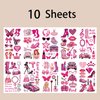 Y 10 Sheet Lip Cosmetics Temporary Tattoo Stickers Women Girls Makeup Festival Carnival Birthday Party Fake Body Tattoos for Girls Beautiful Theme Face Tattoos Body Tattoos