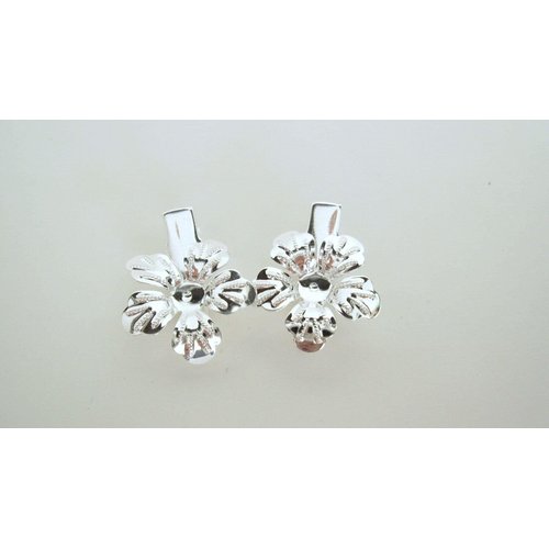 Generic 2 extra small shiny silver flower metal alligator hair clip for fine thin hair