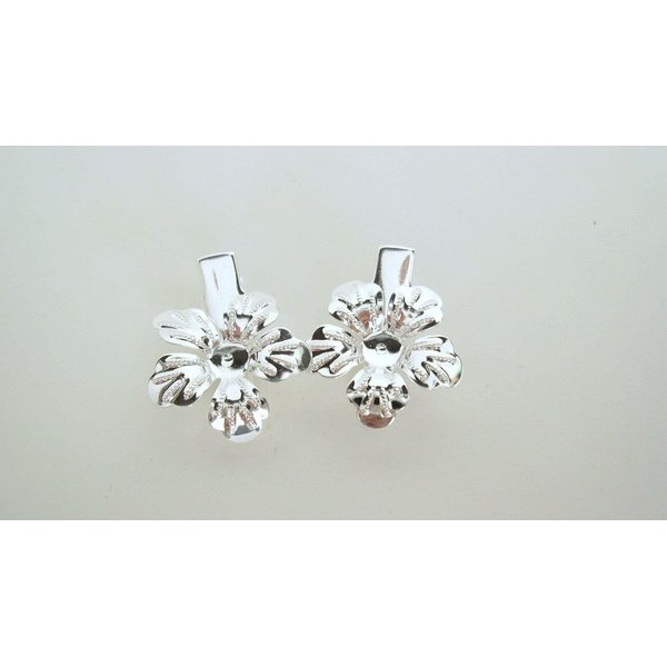 Generic 2 extra small shiny silver flower metal alligator hair clip for fine thin hair