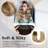 RECOOL Wire Hair Extensions Real Human Hair Balayage Chocolate Brown to Light Brown and Bleach Blonde Remy Invisible Wire Hair Extension Straight Clip in Hair Extensions(16 inch)