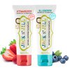 Jack N' Jill Natural Toddler Toothpaste for Baby, Kids and Infants 6 Months & Up, Fluoride Free Training Toothpaste for Toddlers 1-3, 40% Xylitol, BPA Free - Strawberry & Blueberry, 1.76 oz (2 Pack)