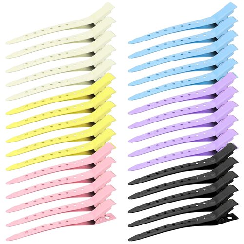 LYDZTION 30Pcs 3.5" Rustproof Metal Alligator Hair Clips with Holes for No Crease Styling - 6 Colors Duck Billed Hair Accessories for Women Girls