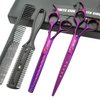 7.0 Inches Hair Cutting Scissors Set with Combs Lether Scissors Case,Hair cutting shears Hair Thinning shears For Personal and Professional (Violet)