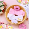 Wavwavw 24 Pcs Bachelorette Party Favors Include 12 Bride Bridesmaid Spa Headband 12 Bridesmaid Bride Scrunchie Velvet Scrunchies for Women Bachelorette Party Gifts Bridal Shower Wedding(White,Pink)