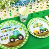 Tractor Party Supplies Decorations, Disposable Kids Birthday Paper Plates and Napkins Set with Cups and Straws for 24 Guests, 120 Pcs Party Dessert Dinnerware