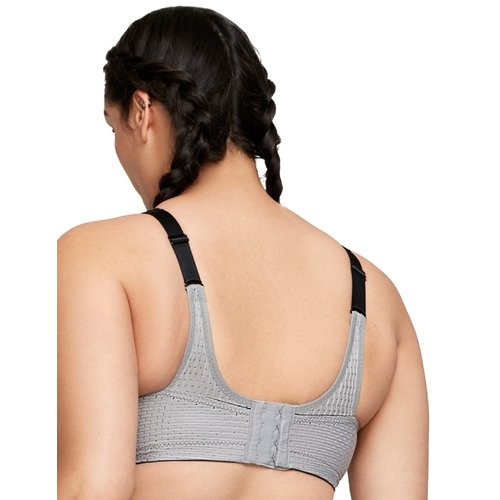 Full Figure Plus Size Custom Control Sports Bra Wirefree #1166 Black/Grey