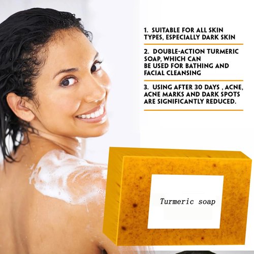 YURHERSU Turmeric Soap, Lemon Handmade Soap Bath, Deep Cleansing Pores Body Dirty Smooth Skin Tender Care, Oil Control Exfoliator for Man Girl Skin Care for All Skin Types