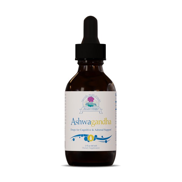 Ayush Herbs Ashwagandha Drops, Cognitive, Adrenal, and Immune Support, Alcohol-Free Ayurvedic Herbal Supplement, 2 Ounces