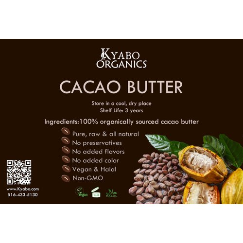 Kyabo 1lb Cocoa Butter Natural & Unrefined, Utilized for Stretch Marks, Lip Balms, Body Butter, Non-Deodorized- 100% Pure, Fresh 1lb from Ghana lb