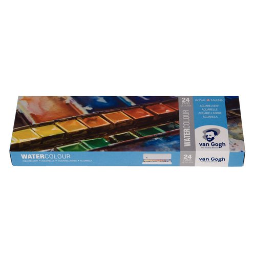 Van Gogh Watercolor Paint Set, Metal Tin, 24-Half Pan