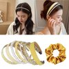 YudeWater 7 Pieces Headbands for Womenand 1Pcs Satin Silk Hair Scrunchies Soft,Fashion Headbands Pearl Hairband Non-slip Bands Hair Accessories for Women Girls, Different Pattern (Yellow)